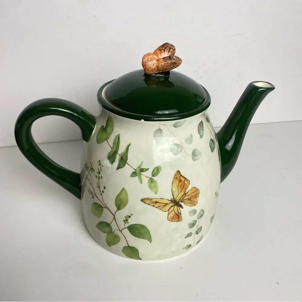 Cracker Barrel Susan Winget Butterfly Earthenware Teapot Spring Easter 7.5" - Picture 3 of 10